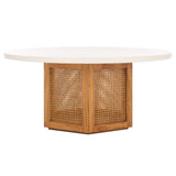 Safavieh Danez Cane Coffee Table White / Natural 42" x 42" x 18"