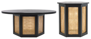 Safavieh Danez Coffee Table - Chic Hexagonal Design With Faux Marble Top And Cane-Mesh Base For Any Space Black / Natural COF2101D