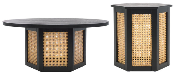 Safavieh Danez Coffee Table - Chic Hexagonal Design With Faux Marble Top And Cane-Mesh Base For Any Space Black / Natural COF2101D