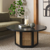 Safavieh Danez Cane Coffee Table Black / Natural 42" x 42" x 18"