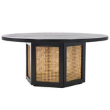 Safavieh Danez Cane Coffee Table Black / Natural 42" x 42" x 18"