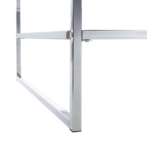 Safavieh Aliza Modern Two-Tier Square Coffee Table With High-Gloss White Finish And Chrome Frame For Chic Living Room COF2200A