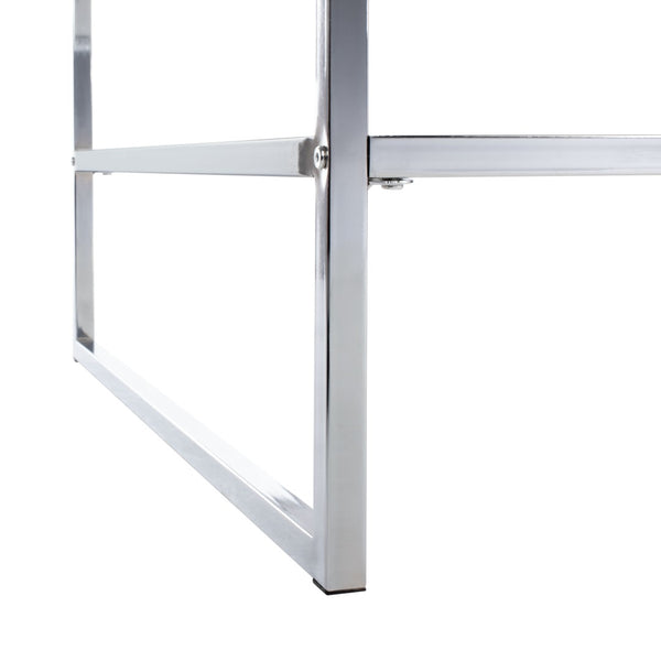 Safavieh Aliza Modern Two-Tier Square Coffee Table With High-Gloss White Finish And Chrome Frame For Chic Living Room COF2200A