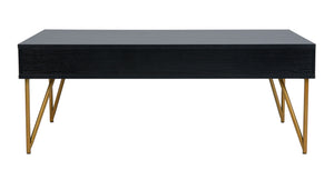 Safavieh Pine Two Drawer Coffee Table - Mid-Century Modern Design With Ample Storage For Stylish Living Rooms Black/Gold Iron COF2238B