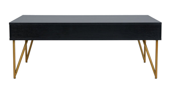 Safavieh Pine Two Drawer Coffee Table - Mid-Century Modern Design With Ample Storage For Stylish Living Rooms Black/Gold Iron COF2238B
