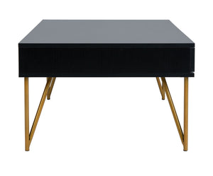 Safavieh Pine Two Drawer Coffee Table - Mid-Century Modern Design With Ample Storage For Stylish Living Rooms Black/Gold Iron COF2238B