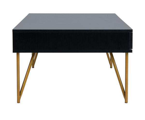 Safavieh Pine Two Drawer Coffee Table - Mid-Century Modern Design With Ample Storage For Stylish Living Rooms Black/Gold Iron COF2238B