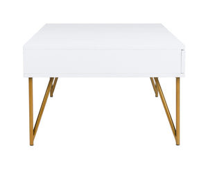 Safavieh Pine Two Drawer Coffee Table - Mid-Century Modern Design With Ample Storage For Stylish Living Rooms White/Gold Iron COF2238C