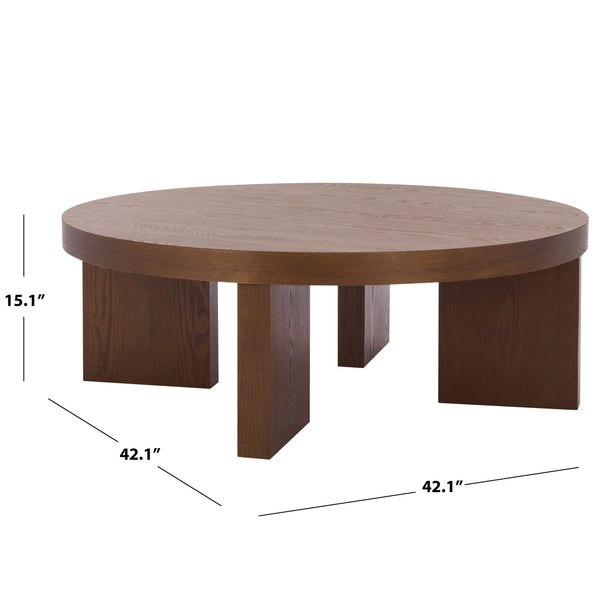 Safavieh Caminun Coffee Table - Stylish Walnut Centerpiece For Timeless Elegance And Durability In Living Rooms Walnut Wood Cof2304a