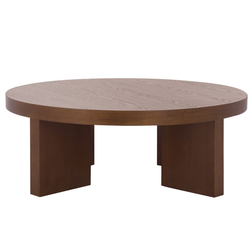 Safavieh Caminun Round Coffee Table - Stylish Minimalist Design With Durable Ash Veneer For Modern Living Spaces Confirmed Walnut COF2304A