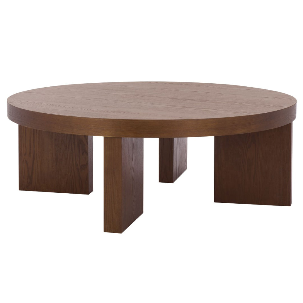 Safavieh Caminun Round Coffee Table - Stylish Minimalist Design With Durable Ash Veneer For Modern Living Spaces Confirmed Walnut COF2304A