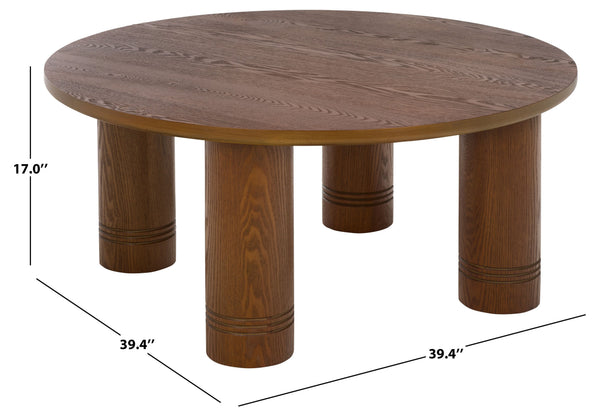 Canino Round Coffee Table — Solid Wood 39.4" Diameter Low-Profile Centerpiece With Hand-Finished Grain Elegance