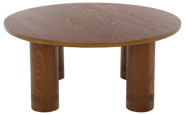 Canino Round Coffee Table — Solid Wood 39.4" Diameter Low-Profile Centerpiece With Hand-Finished Grain Elegance