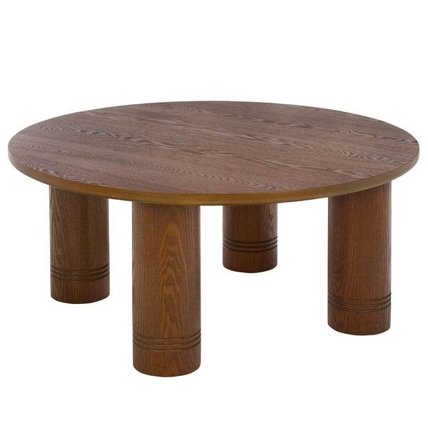 Canino Round Coffee Table — Solid Wood 39.4" Diameter Low-Profile Centerpiece With Hand-Finished Grain Elegance