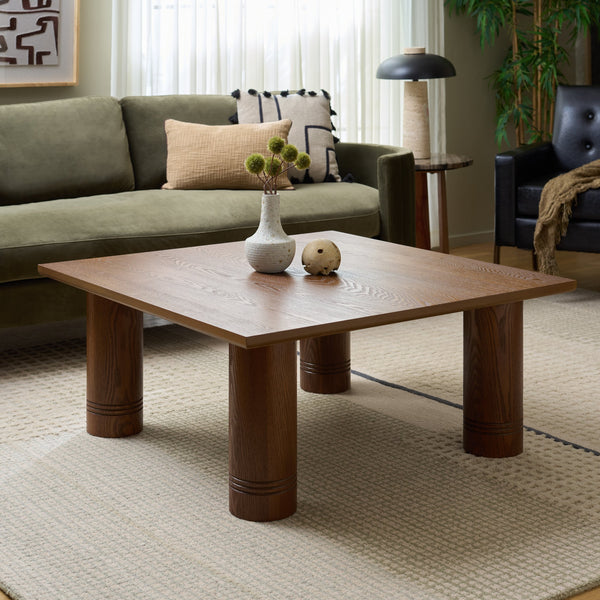 Aramin Solid Wood Coffee Table — 39.4" Square Midcentury Modern Design With Warm Finish, Durable Build