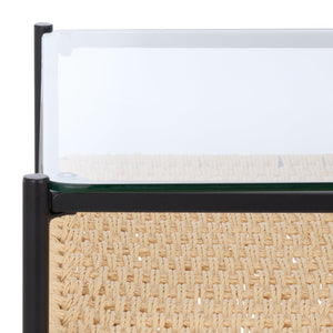 Safavieh Omaka 1 Shelf Coffee Table - Natural Elegance With Black Accents & Clear Glass For Stylish Living Spaces Natural ,Black Metal Cof2308a