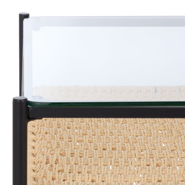 Safavieh Omaka 1 Shelf Coffee Table - Natural Elegance With Black Accents & Clear Glass For Stylish Living Spaces Natural ,Black Metal Cof2308a