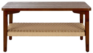 Safavieh Dino Coffee Table - Handcrafted Walnut Elegance With Unique Design & Sturdy Rope Details For Living Spaces Walnut Wood Cof2313a