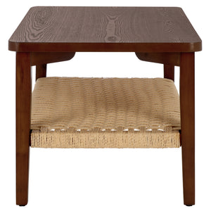 Safavieh Dino Coffee Table - Handcrafted Walnut Elegance With Unique Design & Sturdy Rope Details For Living Spaces Walnut Wood Cof2313a