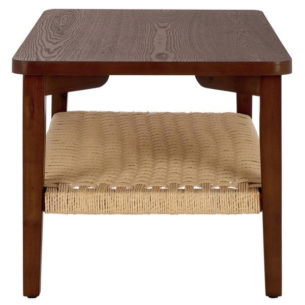 Safavieh Dino Coffee Table - Handcrafted Walnut Elegance With Unique Design & Sturdy Rope Details For Living Spaces Walnut Wood Cof2313a