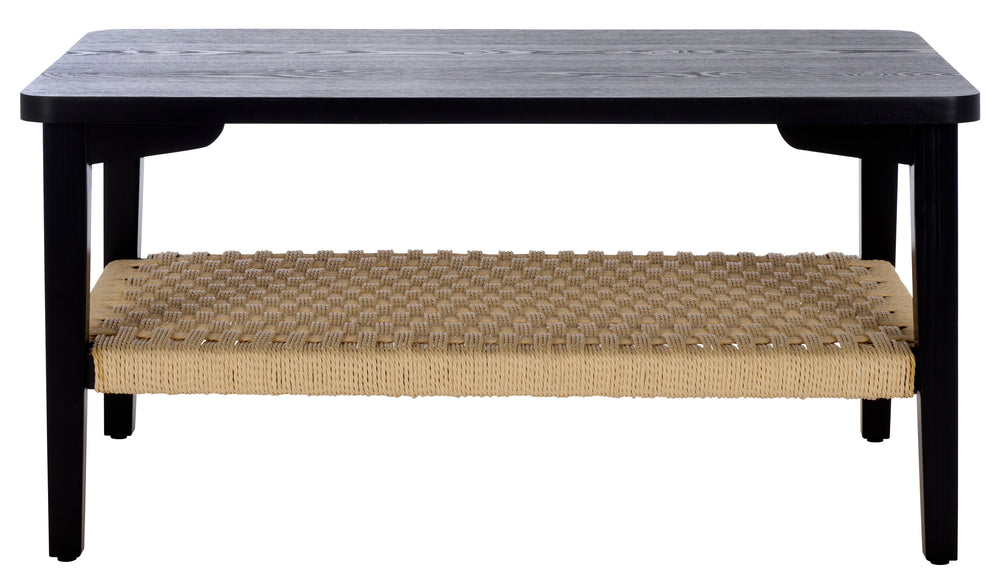 Safavieh Dino Coffee Table - Handcrafted Walnut Elegance With Unique Design & Sturdy Rope Details For Living Spaces Black ,Natural Wood Cof2313b