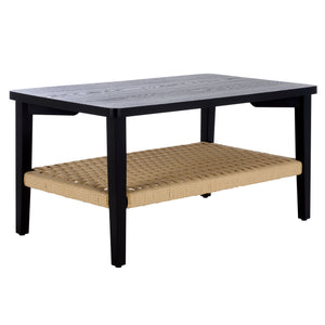 Safavieh Dino Coffee Table - Handcrafted Walnut Elegance With Unique Design & Sturdy Rope Details For Living Spaces Black ,Natural Wood Cof2313b