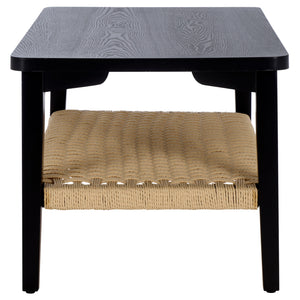 Safavieh Dino Coffee Table - Handcrafted Walnut Elegance With Unique Design & Sturdy Rope Details For Living Spaces Black ,Natural Wood Cof2313b