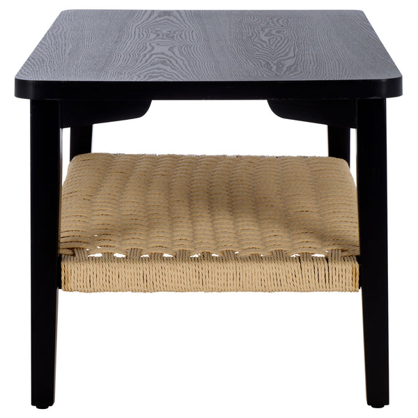 Safavieh Dino Coffee Table - Handcrafted Walnut Elegance With Unique Design & Sturdy Rope Details For Living Spaces Black ,Natural Wood Cof2313b