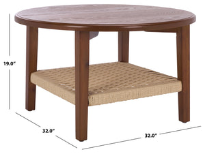 Safavieh Nomand Coffee Table - Walnut Wood & Rope Design For Elegant Living Room Decor And Timeless Style Walnut Wood Cof2314a