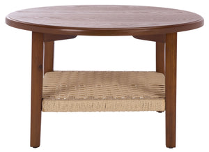 Safavieh Nomand Coffee Table - Walnut Wood & Rope Design For Elegant Living Room Decor And Timeless Style Walnut Wood Cof2314a