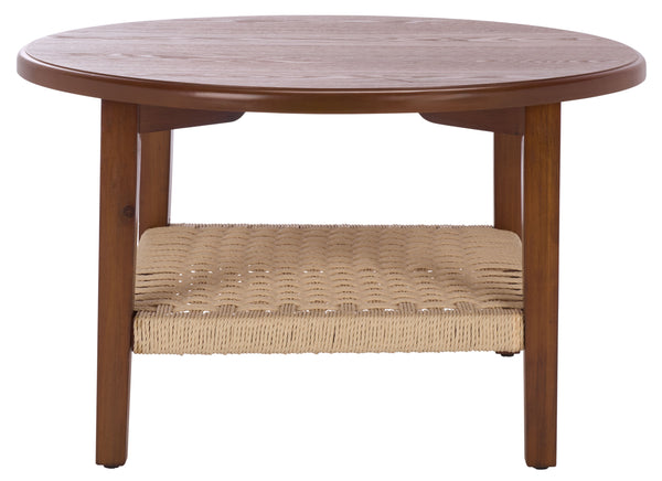 Safavieh Nomand Coffee Table - Walnut Wood & Rope Design For Elegant Living Room Decor And Timeless Style Walnut Wood Cof2314a