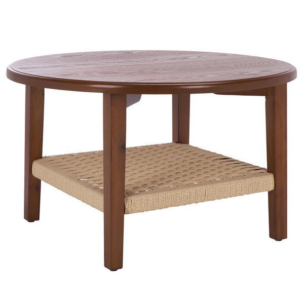 Safavieh Nomand Coffee Table - Walnut Wood & Rope Design For Elegant Living Room Decor And Timeless Style Walnut Wood Cof2314a