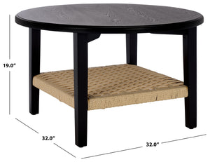 Safavieh Nomand Coffee Table - Walnut Wood & Rope Design For Elegant Living Room Decor And Timeless Style Black ,Natural Wood Cof2314b