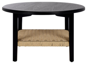 Safavieh Nomand Coffee Table - Walnut Wood & Rope Design For Elegant Living Room Decor And Timeless Style Black ,Natural Wood Cof2314b