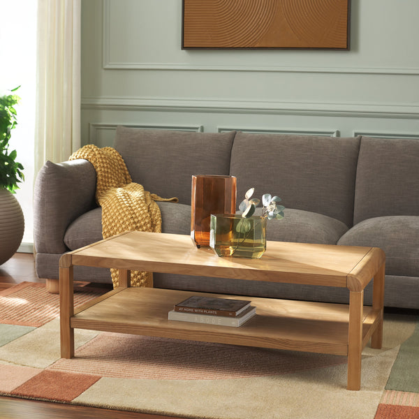Safavieh Omara 2 Tier Coffee Table - Timeless Elegance And Functional Storage For Your Living Space Decor Natural Wood Cof2316a