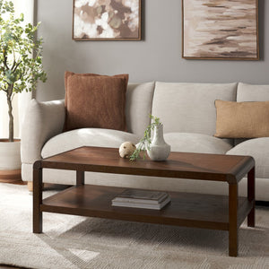 Safavieh Omara 2 Tier Coffee Table - Timeless Elegance And Functional Storage For Your Living Space Decor Walnut Wood Cof2316b