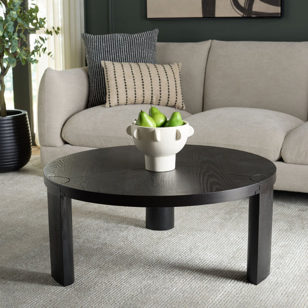 Safavieh Gaby Round Coffee Table - Sleek Black Minimalist Design For Modern Living Rooms, Durable & Stylish COF2319A