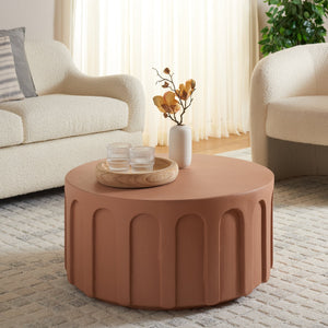 Safavieh Nikolaus Coffee Table - Elegant Architectural Centerpiece With Textured Finish For Any Space Terracotta Magnesium Oxide Cof2801c