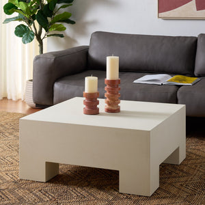 Safavieh Aillard Coffee Table - Minimalistic Elegance With Textured Finish For Modern Living Spaces And Decor White Magnesium Oxide Cof2803a