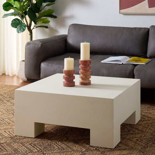 Safavieh Aillard Coffee Table - Minimalistic Elegance With Textured Finish For Modern Living Spaces And Decor White Magnesium Oxide Cof2803a