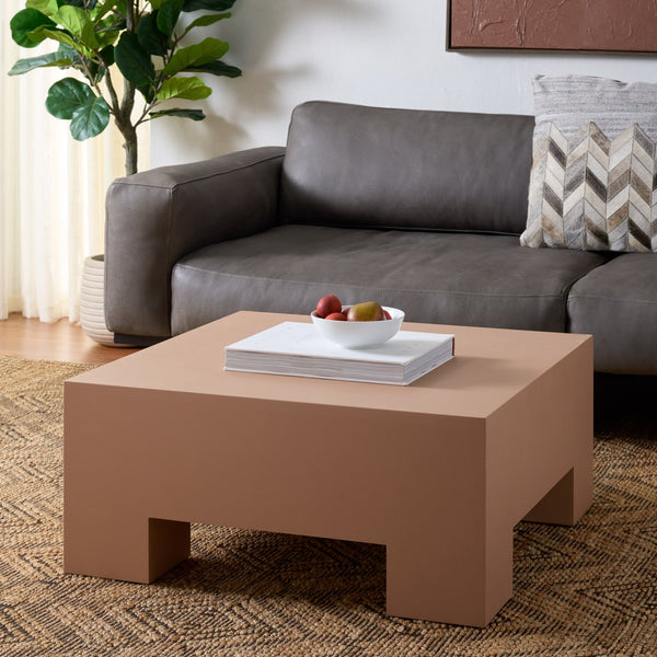 Safavieh Aillard Coffee Table - Minimalistic Elegance With Textured Finish For Modern Living Spaces And Decor Terracotta Magnesium Oxide Cof2803c