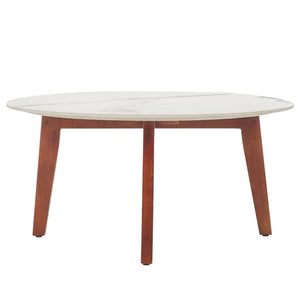 Safavieh Ulmani Coffee Table – Elegant White Faux Marble Top & Warm Wood Base For Modern Living Spaces COF2901A