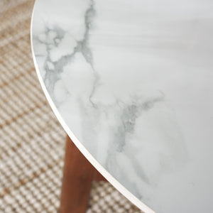 Safavieh Samie Coffee Table - Elegant Round Faux-Marble Top With Acacia Legs For Modern Living Spaces COF2902A