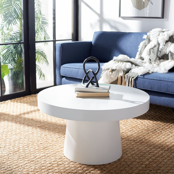 Safavieh Jaria Faux Concrete Coffee Table - Modern Minimalist Design For Stylish Living Room Décor And Versatility White COF3000A