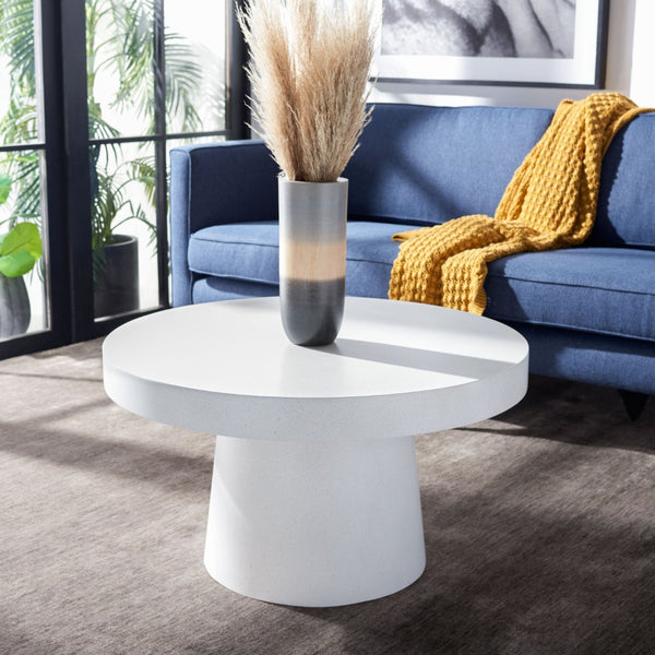 Safavieh Jaria Faux Concrete Coffee Table - Modern Minimalist Design For Stylish Living Room Décor And Versatility White Terrazzo COF3000B