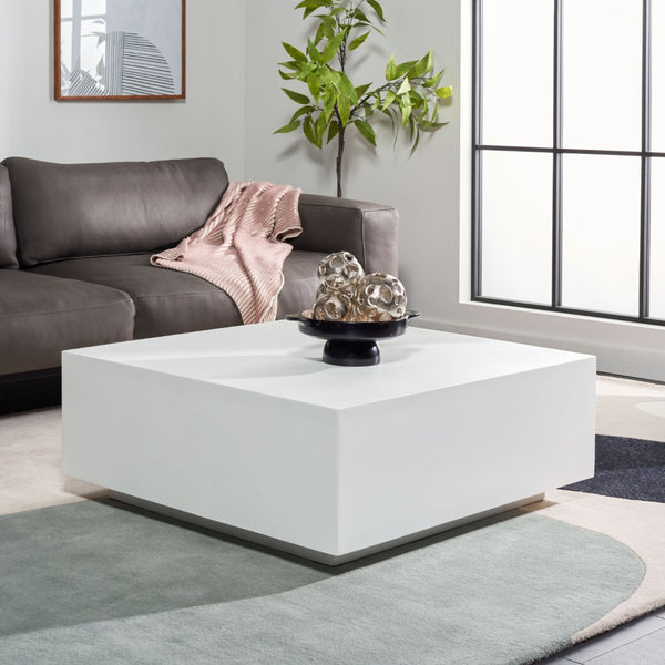 Safavieh Tatum Square Coffee Table - Modern Sculptural Minimalist Design With Faux Concrete Finish, Versatile Style COF3001A