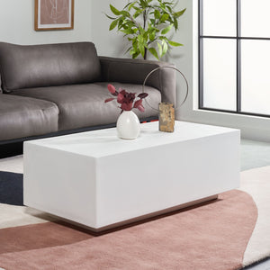 Safavieh Ezro Modern Rectangle Coffee Table - Sleek White Faux-Concrete Design For Chic Living Spaces COF3002A