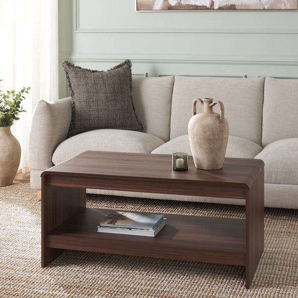 Safavieh Arsenio Coffee Table - Modern Design For Stylish Living Rooms, Elegant Finish, Versatile Functionality Walnut Pb,Mdf Cof3100a