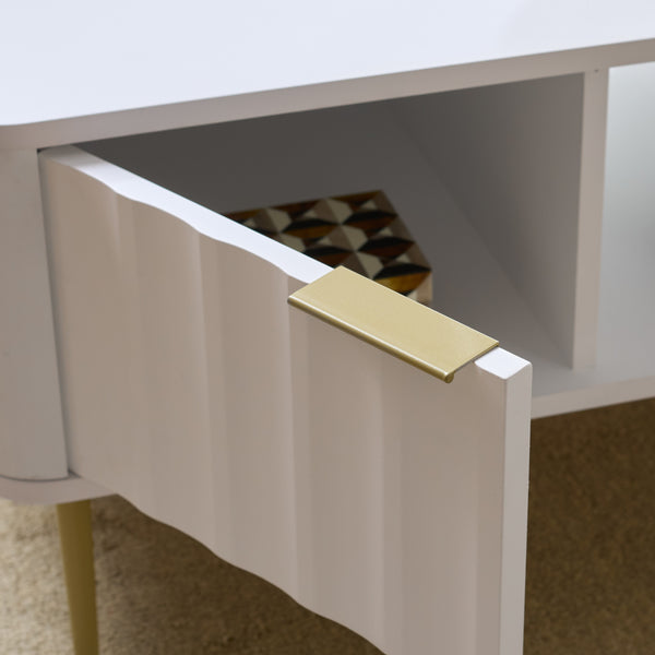Hilsa Modern Coffee Table With Sleek Matte Top And Luxe Metallic Frame, Low-Profile Accent Piece