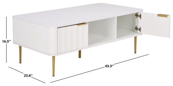 Hilsa Modern Coffee Table With Sleek Matte Top And Luxe Metallic Frame, Low-Profile Accent Piece